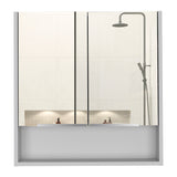 ZNTS Jaspe Mirror Cabinet, Three Internal Shelves, One Open Shelf, Double Door Cabinet -White B07091916