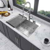 ZNTS 30x22 inch Kitchen Sink Drop In 16 Gauge Stainless Steel 30" Single Bowl Topmount Kitchen Sink Basin W124353883