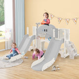 ZNTS Kids Slide Playset Structure 7 in 1, Freestanding Spaceship Set with Slide, Arch Tunnel, Ring Toss PP322884AAE