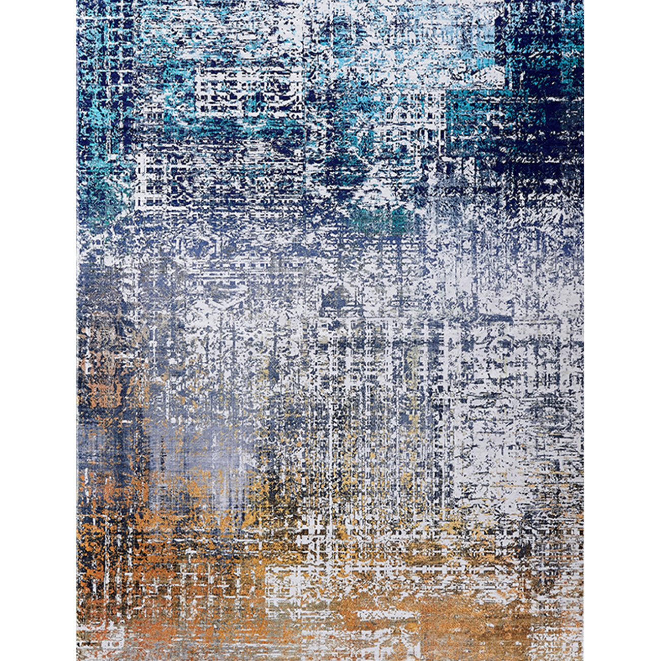 ZNTS ZARA Collection Abstract Design Turquoise Gray Rust Machine Washable Super Soft Area Rug B030115640