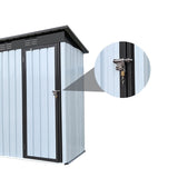 ZNTS Metal garden sheds 5ftx3ft outdoor storage sheds White+Black W135057824