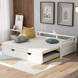 ZNTS Extending Daybed with Trundle, Wooden Daybed with Trundle, White WF194887AAK