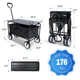 ZNTS Heavy Duty Portable Folding Wagon and Collapsible Aluminum Alloy Table Combo Utility Outdoor Camping W113468192
