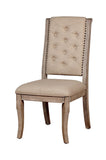 ZNTS Natural Rustic Tone Set of 2 Dining Chairs Beige Fabric Tufted back Chairs Nailhead trim Upholstered B01181961