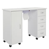 ZNTS MDF Single Door 4 Drawers With Fan White Nail Table 16347904