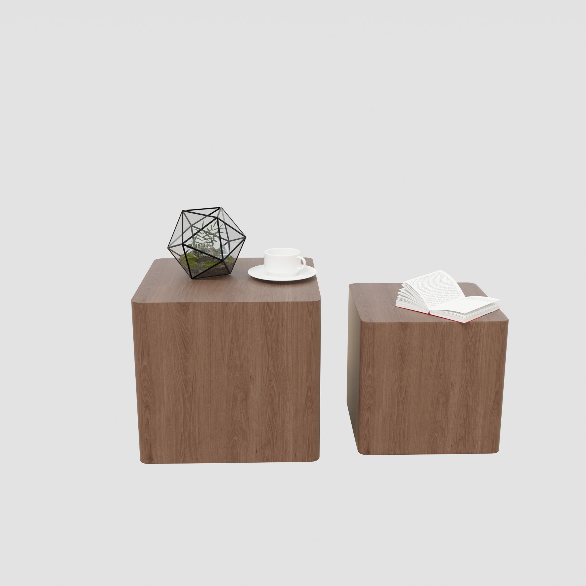 ZNTS MDF Nesting table/side table/coffee table/end table for living room,office,bedroom Walnut, set of 2 W87657413