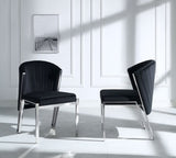 ZNTS ACME Fallon Side Chair , Black Velvet & Mirrored Silver Finish DN01955