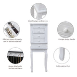 ZNTS Standing Jewelry Armoire with Mirror, 5 Drawers & 14 Necklace Hooks, Jewelry Cabinet Chest with 96096796