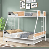 ZNTS Metal Twin over Full Bunk Bed with Trundle/ Heavy-duty Sturdy Metal/ Noise Reduced/ Safety W42752429