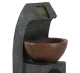 ZNTS 9.4x9.1x23.8" Black and Brown Sculptural Water Fountain with Bowl Basin, with Light and Pump, for W2078138958