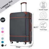 ZNTS 28 IN Luggage 1 Piece with TSA lock , Expandable Lightweight Suitcase Spinner Wheels, Vintage PP321686AAB
