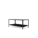 ZNTS 18.11 H x 23.62 W x 42 D Rustic/ Black Modern Rolling Coffee Table with Rolling Castors and 2 B085114755