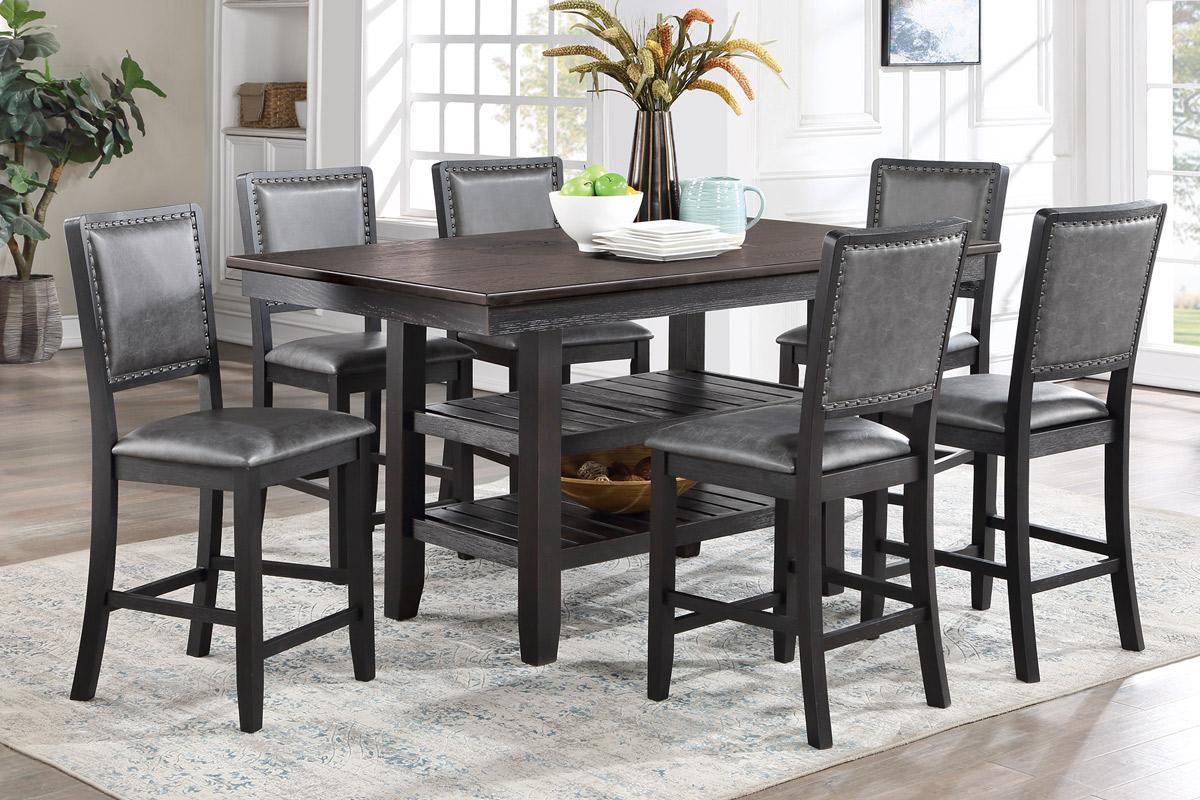 ZNTS 1pc Cunter Height Dining Table Dark Coffee Finish Kitchen Breakfast Dining Room Furniture Table w 2x B01183547