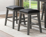 ZNTS Gray Finish Set of 2 Counter Height Barstool Black Faux Leather Seat Nailhead Trim Casual Dining B01146330