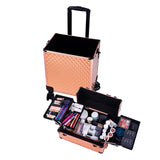 ZNTS 4-in-1 Draw-bar Style Interchangeable Aluminum Rolling Makeup Case-Rose Gold 70986434
