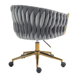 ZNTS Modern design the backrest is hand-woven Office chair,Vanity chairs with wheels,Height W2215P147915