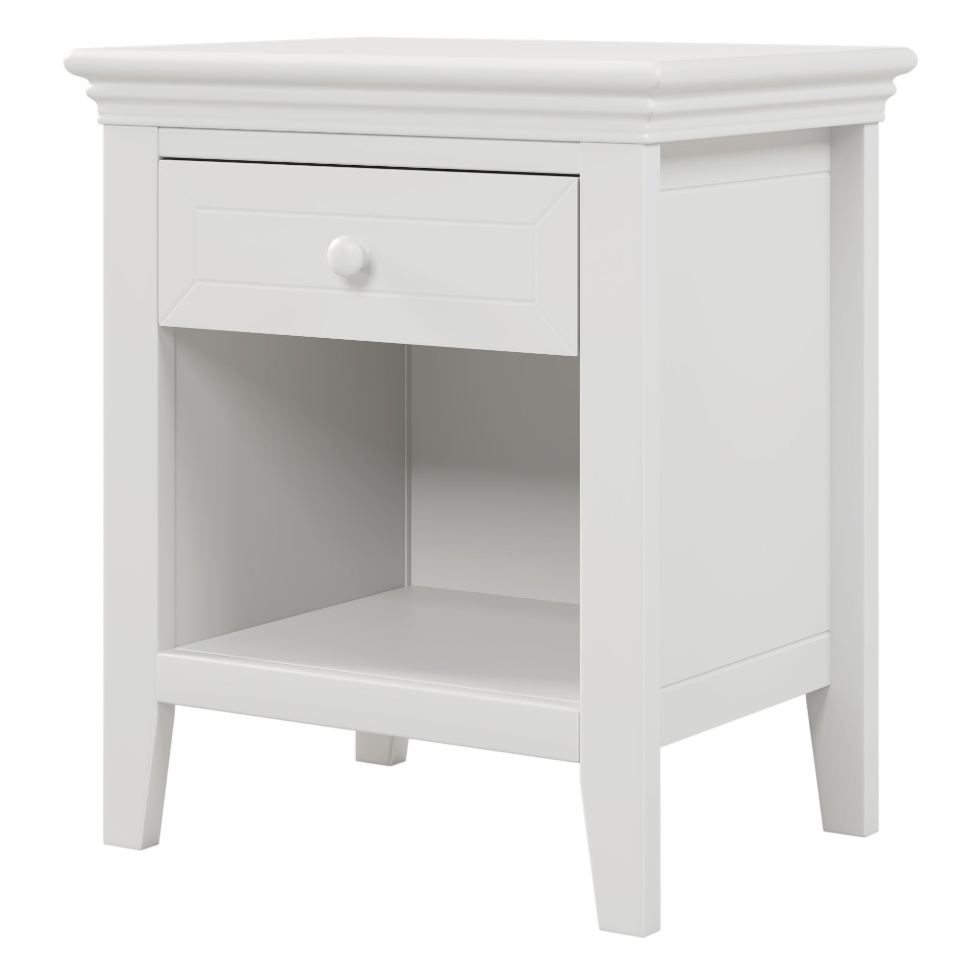 ZNTS Traditional Concise Style White Solid Wood One-Drawer Nightstand WF295734AAA