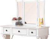 ZNTS Unique Modern Bedroom Vanity Set w Stool Foldable Mirror Drawers White Color MDF Veneer 1pc Vanity B011111843