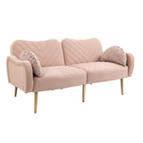 ZNTS COOLMORE Couches for Living Room 65 inch, Mid Century Modern Velvet Love Seats Sofa with 2 Bolster W153967004