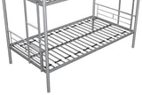 ZNTS Metal Twin over Twin Bunk Bed/ Heavy-duty Sturdy Metal/ Noise Reduced Design/ Safety Guardrail/ 2 W42753012