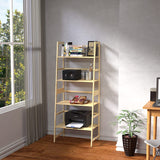 ZNTS WTZ Bookshelf, Ladder Shelf, 4 Tier Tall Bookcase, Modern Open Book Case for Bedroom, Living Room, 75310400