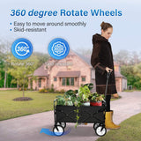 ZNTS YSSOA Heavy Duty Folding Portable Hand Cart with Removable Canopy, 8\'\' Wheels, Adjustable Handles W113446706