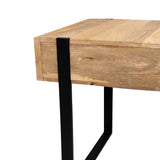 ZNTS 24 Inch Wooden End Table with Single Drawer and Metal Frame, Brown and Black B05691215