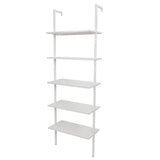 ZNTS 5-Shelf Wood Ladder Bookcase with Metal Frame, Industrial 5-Tier Modern Ladder Shelf Wood 70392764
