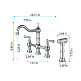 ZNTS Bridge Dual Handles Kitchen Faucet With Pull-Out Side Spray in W92864164