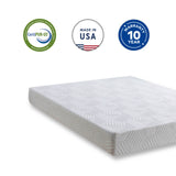 ZNTS 10 Inch Cal King Gel Memory Foam Mattress, White, Bed in a Box, Green Tea and Cooling Gel Infused, W125377141
