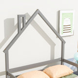 ZNTS Full House-Shaped Headboard Bed with Handrails ,slats ,Grey W504119491