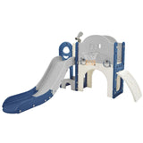 ZNTS Kids Slide Playset Structure 7 in 1, Freestanding Spaceship Set with Slide, Arch Tunnel, Ring Toss PP319756AAC