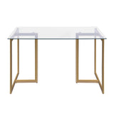 ZNTS 47'' Iron Dining Table with Tempered Glass Top, Clear W131467882