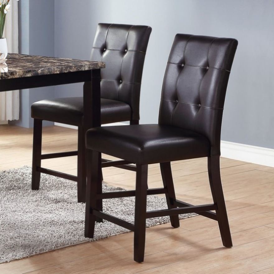 ZNTS Leroux Upholstered Counter Height Chairs in Espresso Finish, Set of 2 SR011144