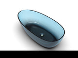 ZNTS 71'' Stone Resin Oval Modern Art Color Transparent Freestanding Soaking Bathtub Blue Sky W156673129