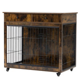 ZNTS Dog Crate Furniture, Wooden Dog Crate End Table, 38.4 Inch Dog Kennel with 2 Drawers Storage, Heavy W1422109448