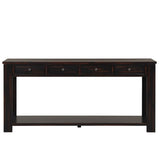 ZNTS 63" Pine Wood Console Table with 4 Drawers and 1 Bottom Shelf for Entryway Hallway Easy Assembly 63 W120246639