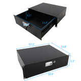 ZNTS 19" 3U Steel Plate DJ Drawer Equipment Cabinet with Keys Black 04250190