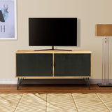 ZNTS TV Entertainment Unit with 2 Doors and Wooden Frame, Oak Brown and Black B05671942