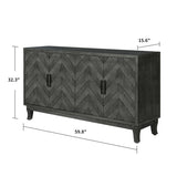 ZNTS Stronger Vintage Style Buffet Cabinet, Lacquered Accent Storage 4 Door Wooden Cabinets,Thickened W144583481