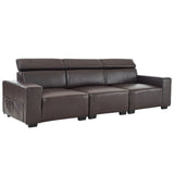 ZNTS 306*96*83cm Retro Pu 26cm Fully Detachable Armrests Three-Seater With Side Pockets Full Pull Points 47785658