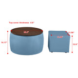 ZNTS Round Ottoman Set with Storage, 2 in 1 combination, Round Coffee Table, Square Foot Rest Footstool 88163110