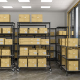 ZNTS 5 Tier 6000lbs Heavy Duty Adjustable Storage Rack Metal Shelf Wire Shelving Unit with Wheels & Shelf W155083056