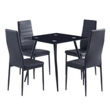 ZNTS 4pcs Elegant Assembled Stripping Texture High Backrest Dining Chairs Black（Replace 69148825
