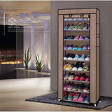 ZNTS Fashionable Room-saving 9 Lattices Non-woven Fabric Shoe Rack Coffee 46217096