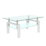 ZNTS White Coffee Table, Clear Coffee Table, Modern Side Center Tables for Living Room, Living Room W24136821