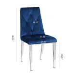 ZNTS Modern luxury home furniture dinning room chairs chrome legs Blue velvet fabric dining chairs W21037588