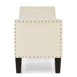 ZNTS Upholstered Tufted Button Storage Bench with nails trim,Entryway Living Room Soft Padded Seat with W2186139089