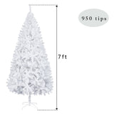 ZNTS 7FT Iron Leg White Christmas Tree with 950 Branches 89110118