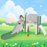 ZNTS Kids Slide Playset Structure 7 in 1, Freestanding Spaceship Set with Slide, Arch Tunnel, Ring Toss PP319756AAF